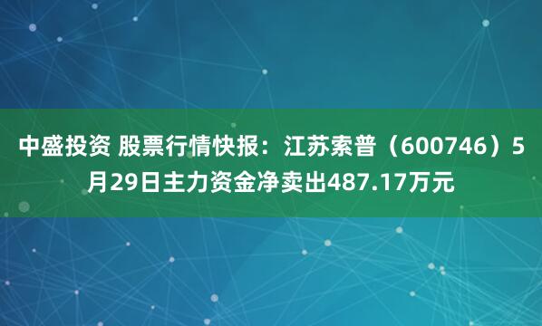 中盛投资 股票行情快报：江苏索普（600746）5月29日主力资金净卖出487.17万元